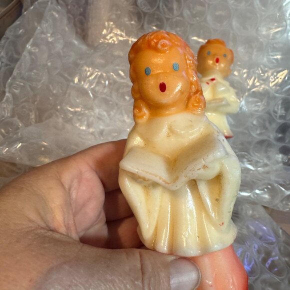 2 Vintage Large Gurley Christmas Choir Girl Boy Candles 5” Red Robe Unburned rea - Picture 2 of 10